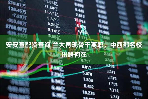 安安查配资查询 兰大再现骨干离职，中西部名校出路何在